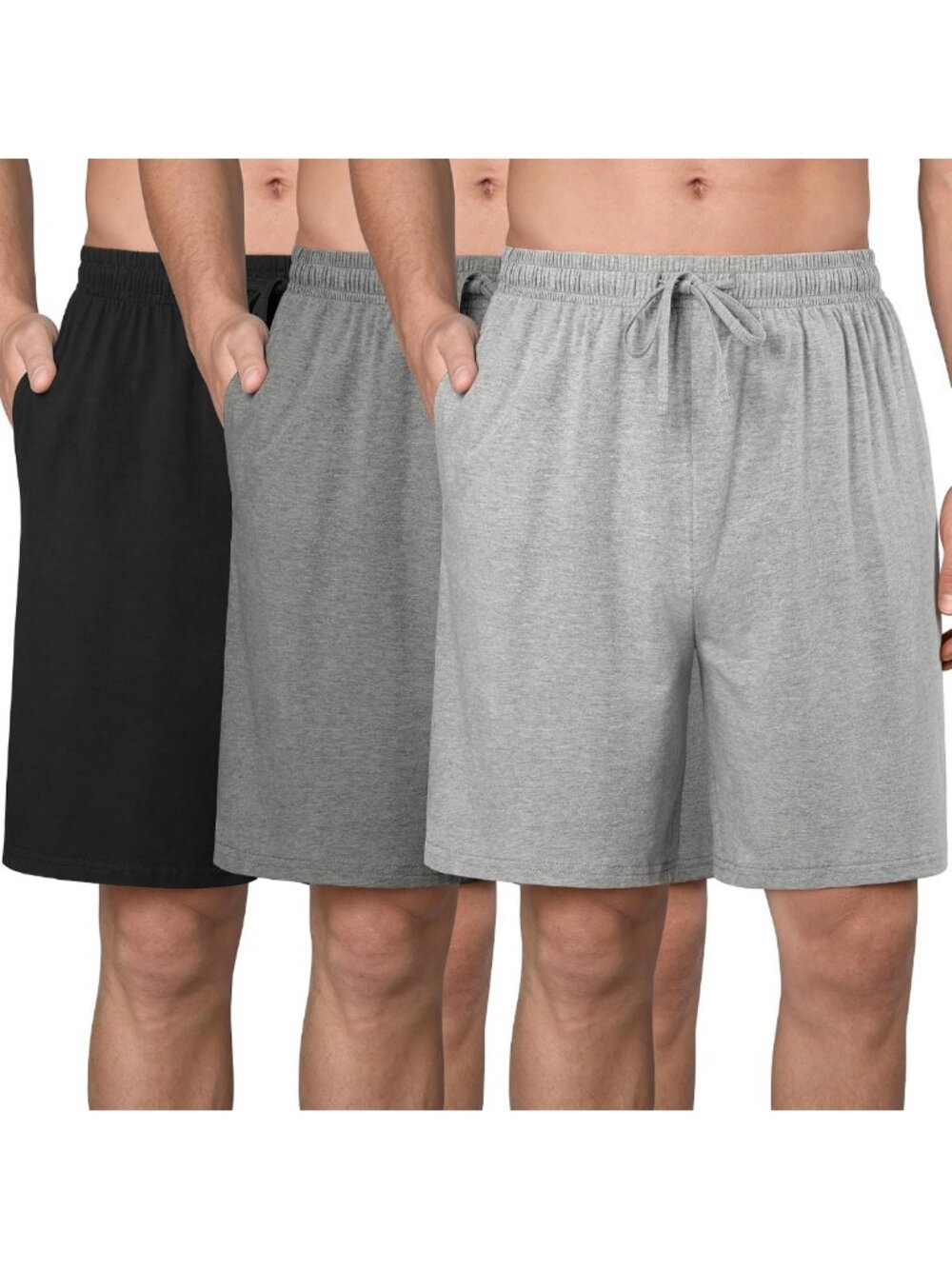 Soft Cotton Pajama Shorts for Men - 3 Pack Comfortable Lounge Bottoms
